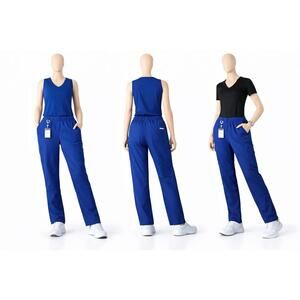 Resurge Butter-Soft Women’s Royal Blue Scrub Pants Size L Modern Fit Stretch Ela